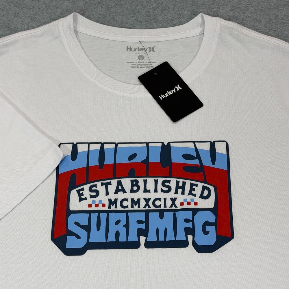 Hurley Mens Short Sleeve Graphic T-Shirt White XL Surf MFG MCMXCIX NWT